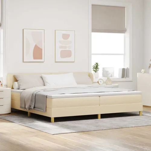 Box spring krevet s uzglavljem Krema 200 x 200 cm tkanina - Krema 200 x 200 cm Prošiveno gumbima Cijena