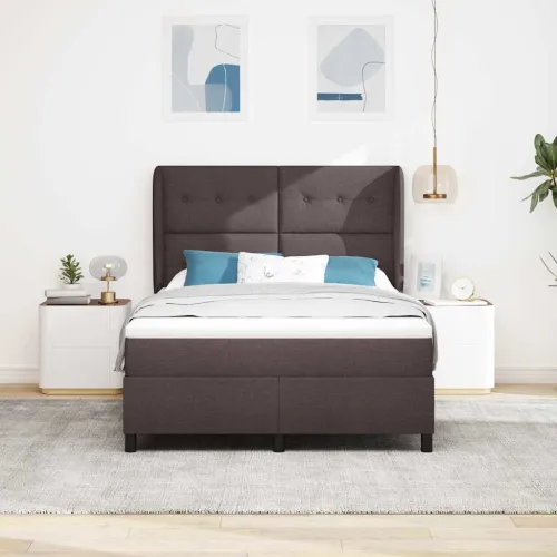 Box spring krevet Tamno smeđa 160 x 200 cm tkanina - Tamno smeđa 160 x 200 cm Prošiveno gumbima Cijena