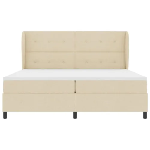 Box spring krevet s uzglavljem Krema 200 x 200 cm tkanina - Krema 200 x 200 cm Prošiveno gumbima Cijena