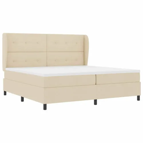 Box spring krevet s uzglavljem Krema 200 x 200 cm tkanina - Krema 200 x 200 cm Prošiveno gumbima Cijena