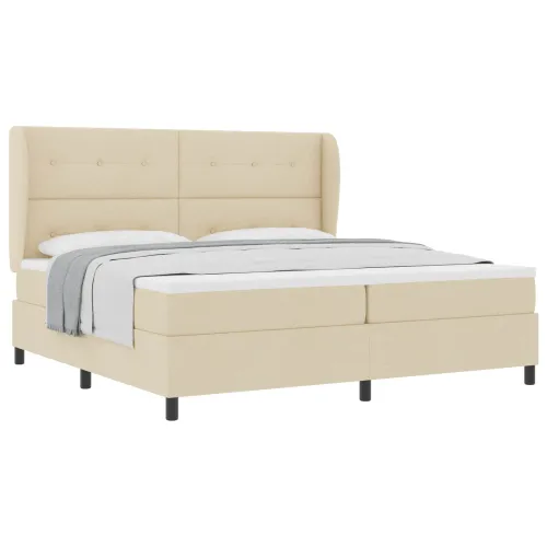 Box spring krevet s uzglavljem Krema 200 x 200 cm tkanina - Krema 200 x 200 cm Prošiveno gumbima Cijena