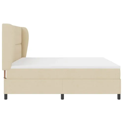 Box spring krevet s uzglavljem Krema 200 x 200 cm tkanina - Krema 200 x 200 cm Prošiveno gumbima Cijena
