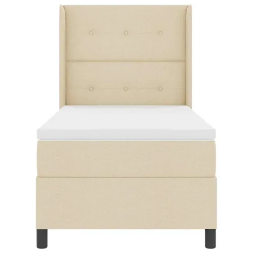 Box spring krevet s jastukom Krema 200 x 100 cm tkanina - Krema 100 x 200 cm Prošiveno gumbima Cijena