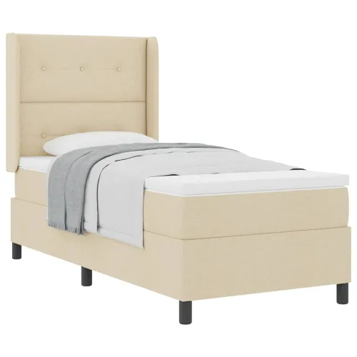 Box spring krevet s jastukom Krema 200 x 100 cm tkanina - Krema 100 x 200 cm Prošiveno gumbima Cijena