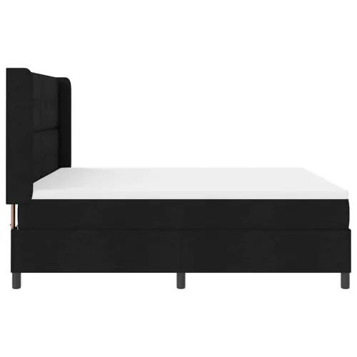 Box spring krevet s jastukom Crna 200 x 180 cm tkanina - Crna 180 x 200 cm Prošiveno gumbima Cijena