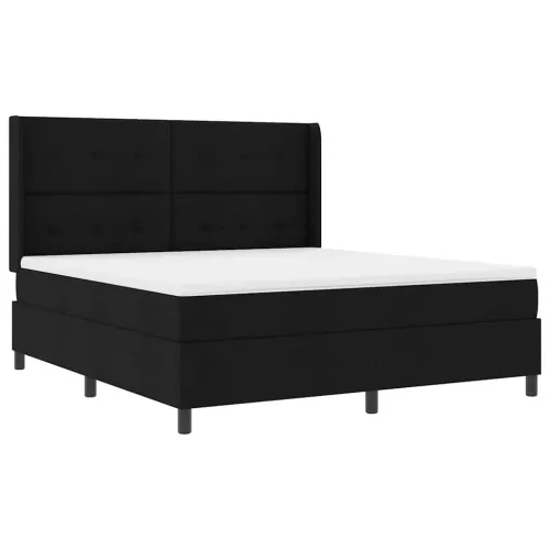 Box spring krevet s jastukom Crna 200 x 180 cm tkanina - Crna 180 x 200 cm Prošiveno gumbima Cijena