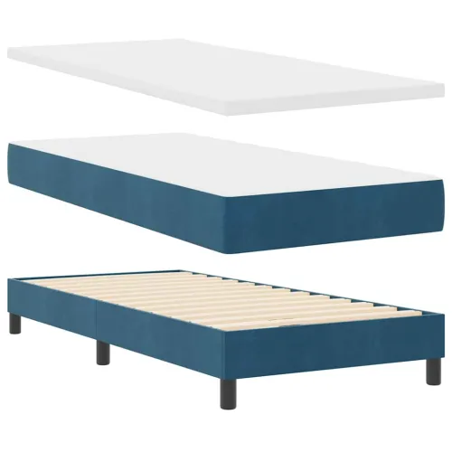 LED Box Spring Krevet Tamno plava 90 x 200 cm Baršun - Tamno plava 90 x 200 cm Prošiveno gumbima Cijena