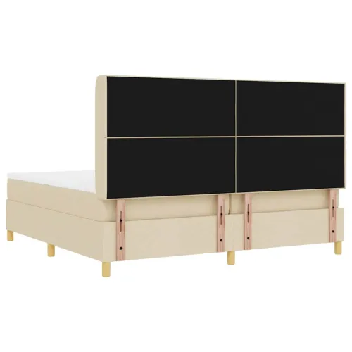 Box spring krevet s LED trakama Krema 200 x 200 cm tkanina - Krema 200 x 200 cm Prošiveno gumbima Cijena