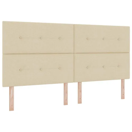 Box spring krevet s LED trakama Krema 200 x 200 cm tkanina - Krema 200 x 200 cm Prošiveno gumbima Cijena