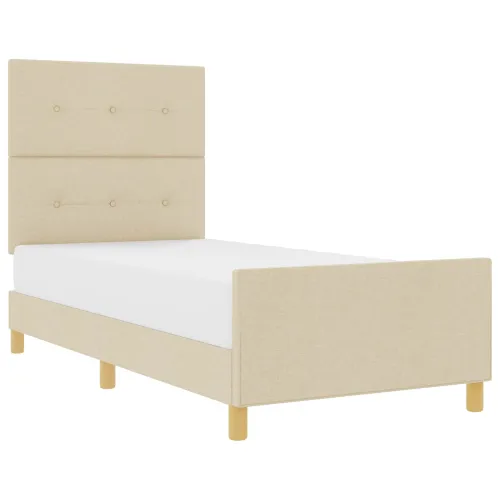 Okvir za krevet s uzglavljem Krema 100 x 200 cm tkanina - Krema 100 x 200 cm Prošiveno gumbima Cijena