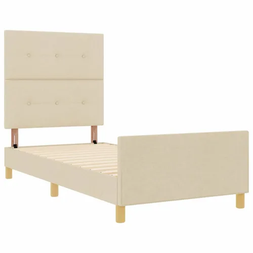 Okvir za krevet s uzglavljem Krema 100 x 200 cm tkanina - Krema 100 x 200 cm Prošiveno gumbima Cijena
