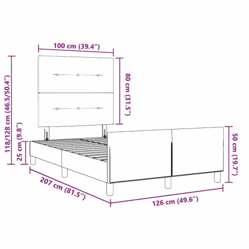 Okvir za krevet s uzglavljem Krema 120 x 200 cm tkanina - Krema 120 x 200 cm Prošiveno gumbima Cijena
