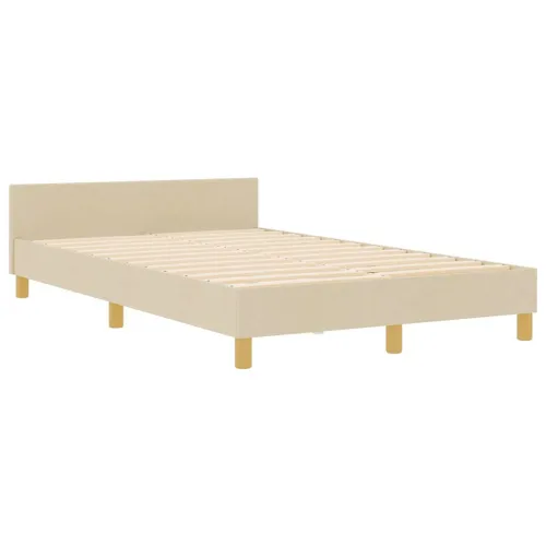Okvir za krevet s uzglavljem Krema 120 x 200 cm tkanina - Krema 120 x 200 cm Prošiveno gumbima Cijena