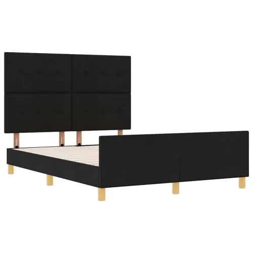 Okvir za krevet s uzglavljem Crna 140 x 190 cm tkanina - Crna 140 x 190 cm Prošiveno gumbima Cijena
