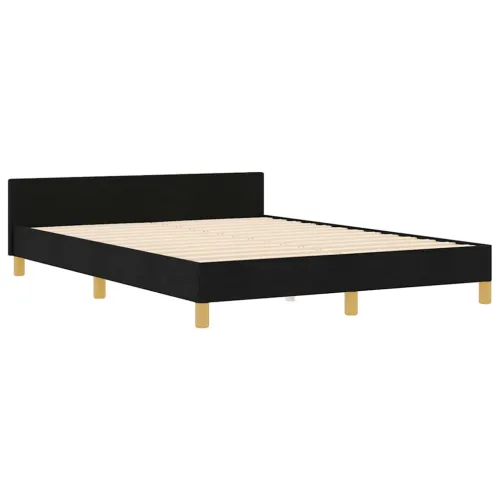 Okvir za krevet s uzglavljem Crna 140 x 190 cm tkanina - Crna 140 x 190 cm Prošiveno gumbima Cijena