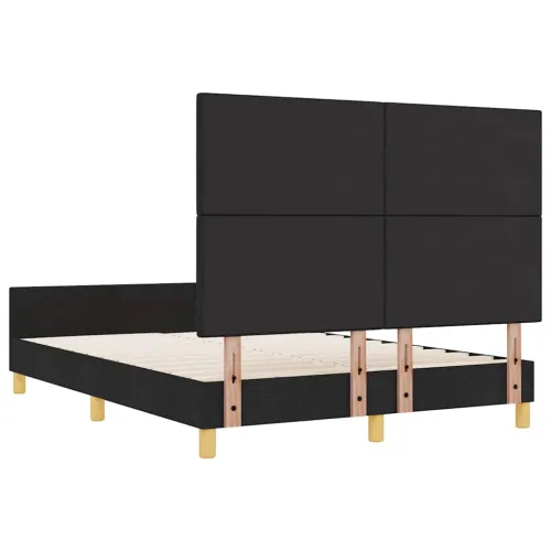 Okvir za krevet s uzglavljem Crna 140 x 190 cm tkanina - Crna 140 x 190 cm Prošiveno gumbima Cijena