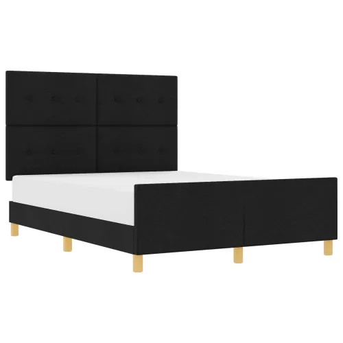 Okvir za krevet s uzglavljem Crna 140 x 190 cm tkanina - Crna 140 x 190 cm Prošiveno gumbima Cijena
