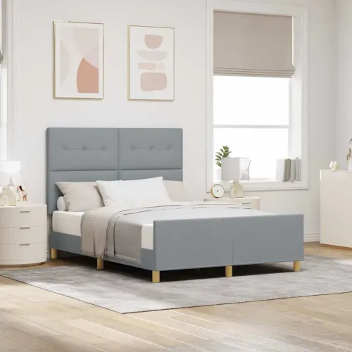 Okvir za krevet Svjetlosiva 160 x 200 cm tkanina - Svjetlosiva 160 x 200 cm Prošiveno gumbima Cijena