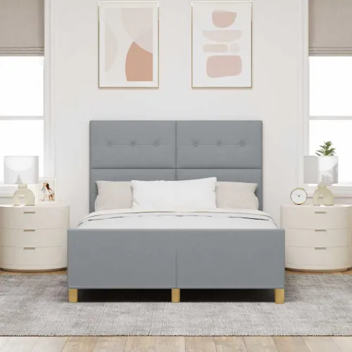 Okvir za krevet Svjetlosiva 160 x 200 cm tkanina - Svjetlosiva 160 x 200 cm Prošiveno gumbima Cijena
