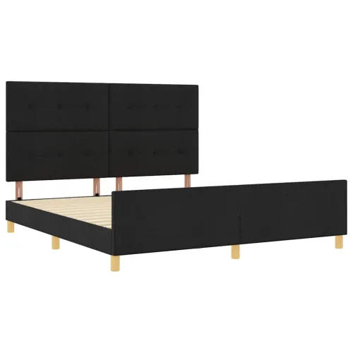 Okvir za krevet s uzglavljem Crna 180 x 200 cm tkanina - Crna 180 x 200 cm Prošiveno gumbima Cijena