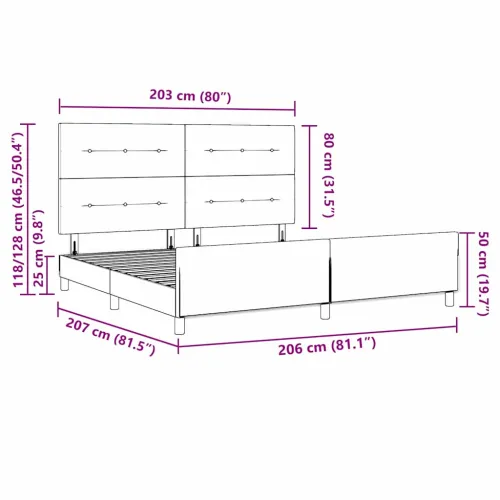 Okvir za krevet s uzglavljem Krema 200 x 200 cm tkanina - Krema 200 x 200 cm Prošiveno gumbima Cijena