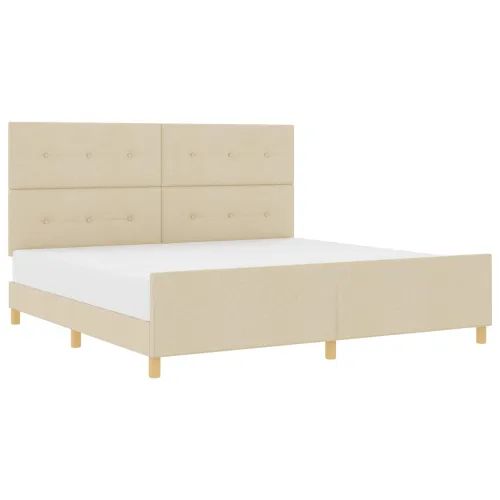 Okvir za krevet s uzglavljem Krema 200 x 200 cm tkanina - Krema 200 x 200 cm Prošiveno gumbima Cijena