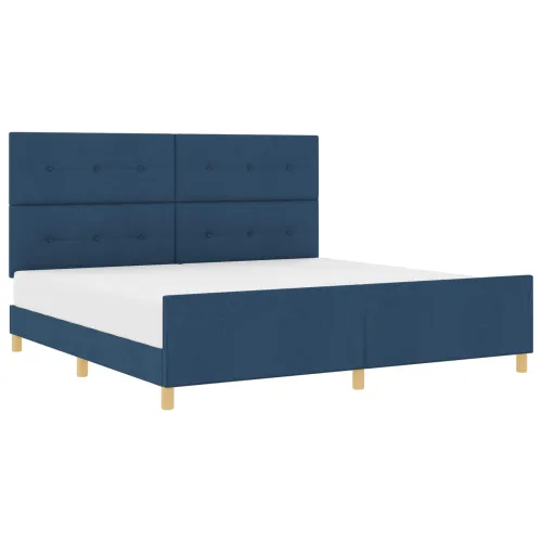 Okvir za krevet s uzglavljem Plava 200 x 200 cm tkanina - Plava 200 x 200 cm Prošiveno gumbima Cijena