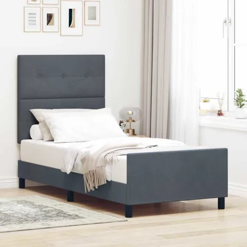 Box spring krevet Tamno siva 80 x 200 cm Baršun - Tamno siva 80 x 200 cm Prošiveno gumbima Cijena