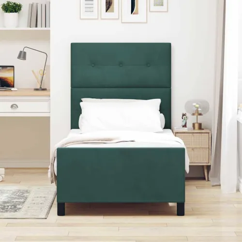 Box spring krevet Tamnozelena 80 x 200 cm Baršun - Tamnozelena 80 x 200 cm Prošiveno gumbima Cijena
