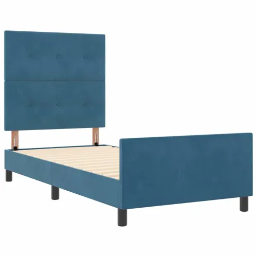 Box spring krevet Tamno plava 80 x 200 cm Baršun - Tamno plava 80 x 200 cm Prošiveno gumbima Cijena