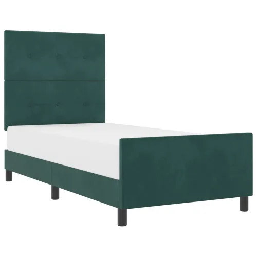 Box spring krevet Tamnozelena 90 x 190 cm Baršun - Tamnozelena 90 x 190 cm Prošiveno gumbima Cijena