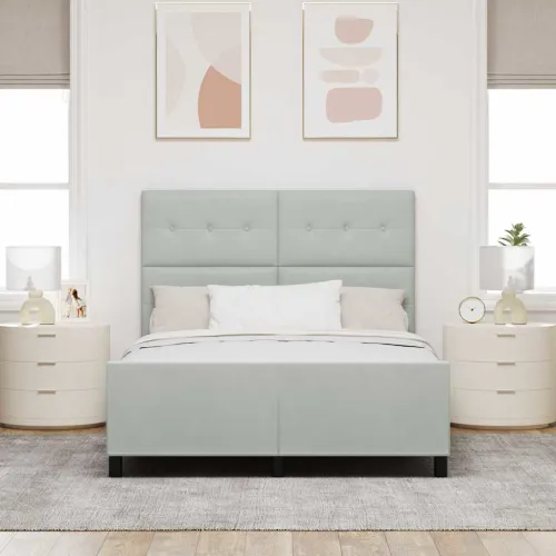 Box spring krevet Svjetlosiva 160 x 200 cm Baršun - Svjetlosiva 160 x 200 cm Prošiveno gumbima Cijena