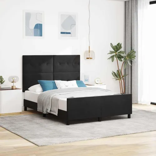 Box spring krevet s uzglavljem Crna 160 x 200 cm Baršun - Crna 160 x 200 cm Prošiveno gumbima Cijena