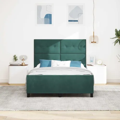 Box spring krevet Tamnozelena 160 x 200 cm Baršun - Tamnozelena 160 x 200 cm Prošiveno gumbima Cijena