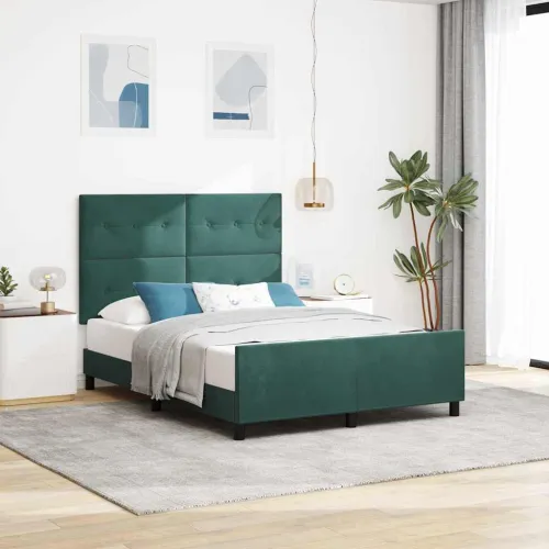 Box spring krevet Tamnozelena 160 x 200 cm Baršun - Tamnozelena 160 x 200 cm Prošiveno gumbima Cijena