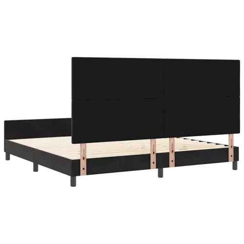 Box spring krevet s uzglavljem Crna 200 x 200 cm Baršun - Crna 200 x 200 cm Prošiveno gumbima Cijena