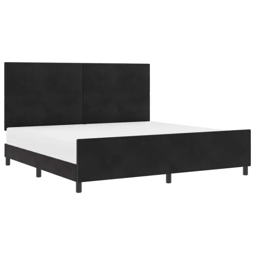 Box spring krevet s uzglavljem Crna 200 x 200 cm Baršun - Crna 200 x 200 cm Prošiveno gumbima Cijena