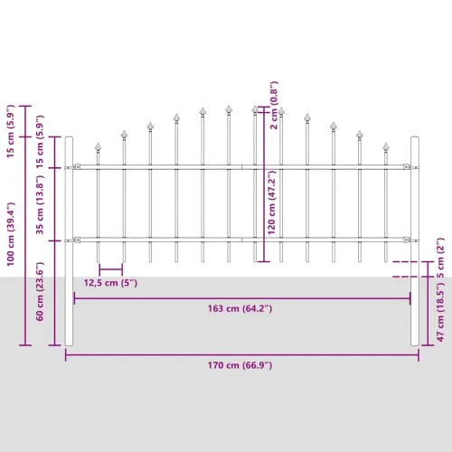 Vrtna Ograda WOERDEN 8 kom. 170 x 115 cm Siva - 1360 cm 50-75 cm Siva Cijena