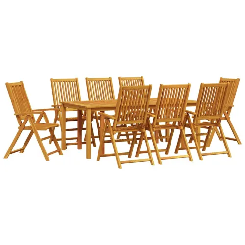 Vrtni set za objed 9 kom. Smeđa Čvrsto drvo akacije - 200 x 100 x 74 cm 8-sjedalo Prirodna Cijena