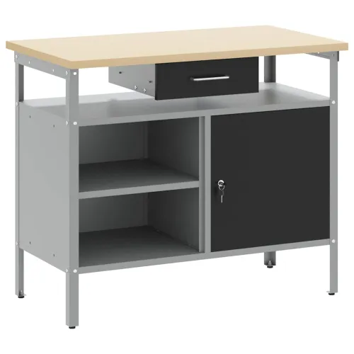 Radni stol s ladicama s policom Crna i Siva 100 x 55 x 85 cm - Crna Cijena