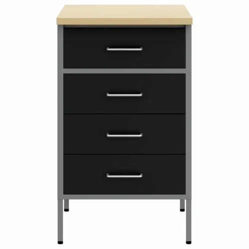 Radni stol Crna i Siva 50 x 55 x 85 cm Inženjerska drva i čelik - Crna s 4 ladice Cijena