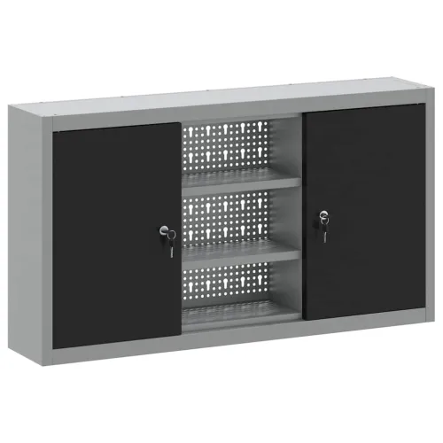 Ormar za alate s policom Crna i Siva 100 x 20 x 55 cm Čelik - Crna Ormar s perforiranim pločama (100 cm) Cijena