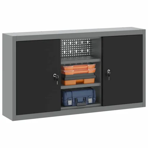 Ormar za alate s policom Crna i Siva 100 x 20 x 55 cm Čelik - Crna Ormar s perforiranim pločama (100 cm) Cijena