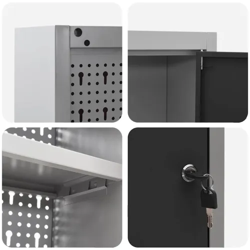 Ormar za alate s policom Crna i Siva 100 x 20 x 55 cm Čelik - Crna Ormar s perforiranim pločama (100 cm) Cijena