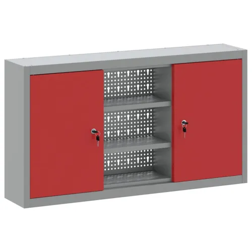 Ormar za alate s policom Crvena i siva 100 x 20 x 55 cm - Crvena Ormar s perforiranim pločama (100 cm) Cijena