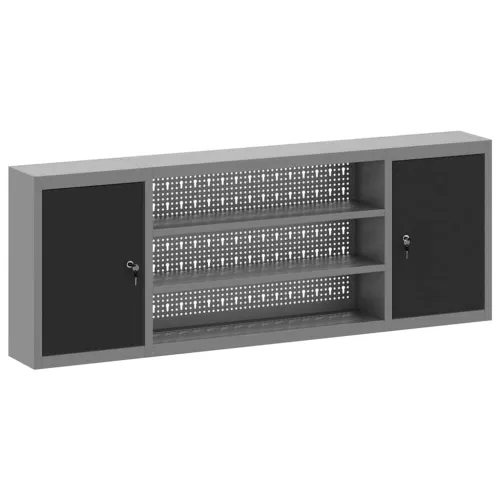 Ormar za alate s policom Crna i Siva 150 x 20 x 55 cm - Crna Ormar s perforiranom pločom (150 cm) Cijena
