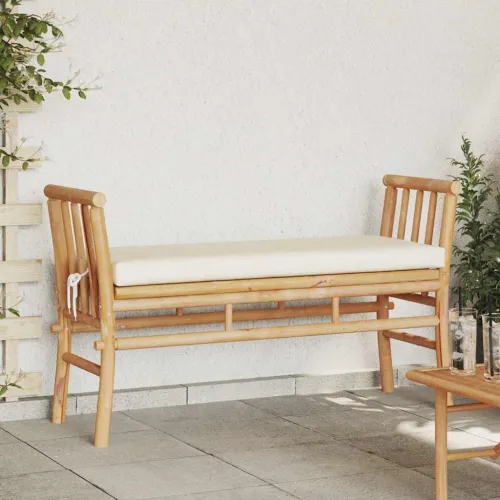 Vrtna klupa 2 -Seater 110 x 38 x 65cm bambus Smeđa Pravokutni - Krem bijelo Cijena