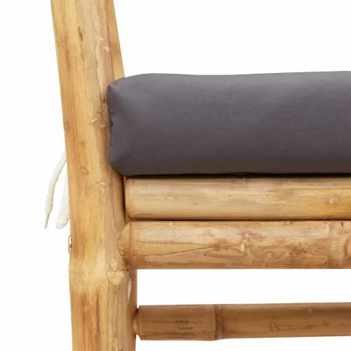 Vrtna klupa 2 -Seater 110 x 38 x 65cm bambus Smeđa Pravokutni - Tamno siva Cijena