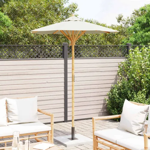Vrtni suncobran Ø 150 x 210 cm Bambus Kružni Krem bijela - 150 x 150 x 210 cm Krem bijela Cijena