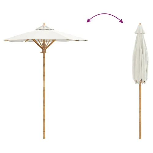 Vrtni suncobran Ø 150 x 210 cm Bambus Kružni Krem bijela - 150 x 150 x 210 cm Krem bijela Cijena